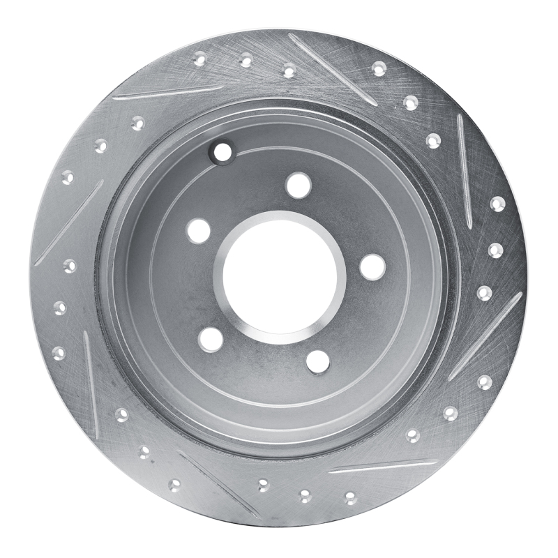 Buick Rendezvous Brake Rotor (1) - Rear Left - R1 Concepts - Drilled & Slotted - Silver - `01-`07